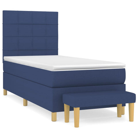 vidaXL Boxspringbett mit Matratze Blau 80x200 cm Stoff