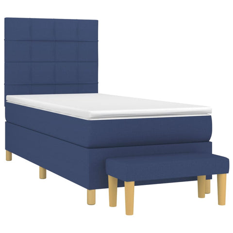 vidaXL Boxspringbett mit Matratze Blau 80x200 cm Stoff