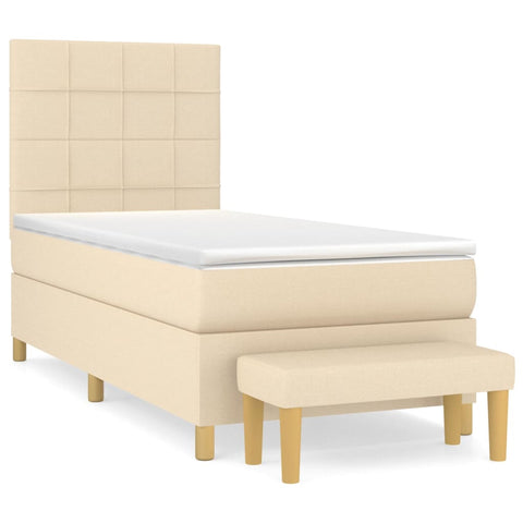 vidaXL Boxspringbett mit Matratze Creme 90x200 cm Stoff