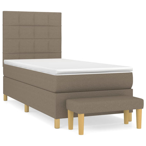 vidaXL Boxspringbett mit Matratze Taupe 100x200 cm Stoff