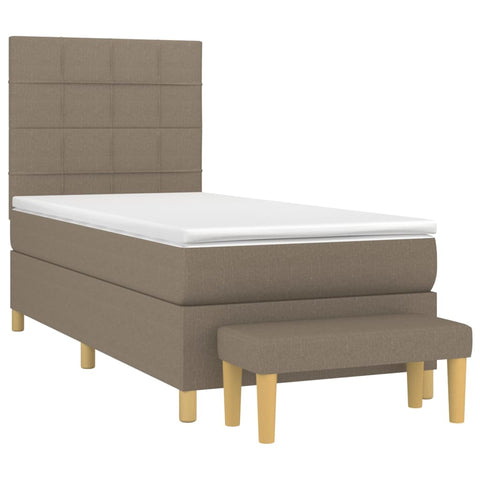 vidaXL Boxspringbett mit Matratze Taupe 100x200 cm Stoff