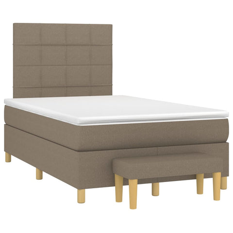 vidaXL Boxspringbett mit Matratze Taupe 120x200 cm Stoff