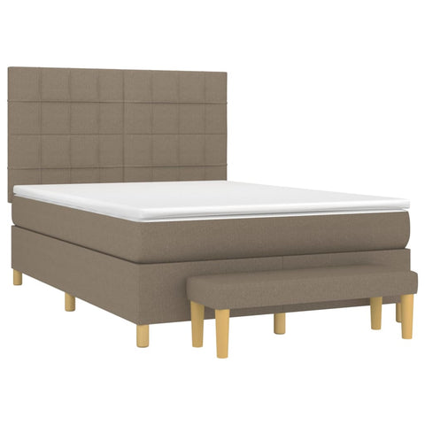 vidaXL Boxspringbett mit Matratze Taupe 140x190 cm Stoff