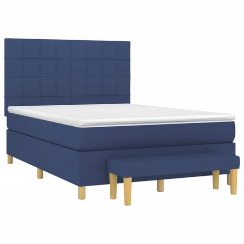 vidaXL Boxspringbett mit Matratze Blau 140x190 cm Stoff