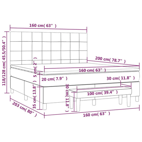 vidaXL Boxspringbett mit Matratze Creme 140x200 cm Stoff