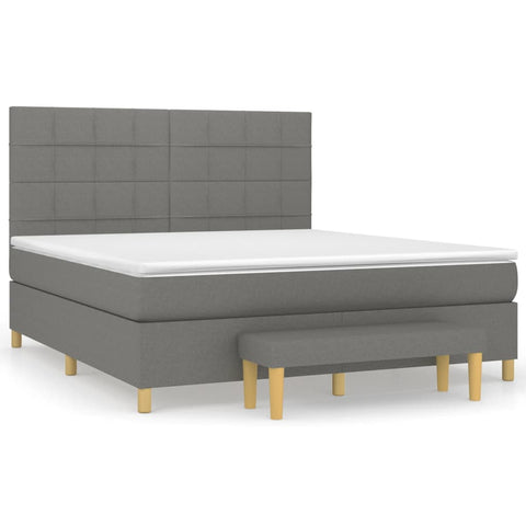 vidaXL Boxspringbett mit Matratze Dunkelgrau 160x200 cm Stoff