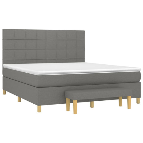 vidaXL Boxspringbett mit Matratze Dunkelgrau 160x200 cm Stoff