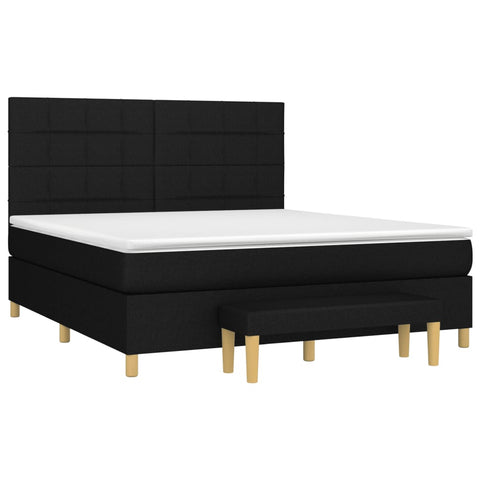 vidaXL Boxspringbett mit Matratze Schwarz 160x200 cm Stoff