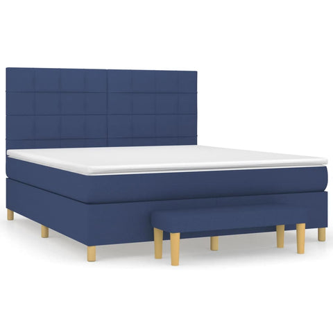 vidaXL Boxspringbett mit Matratze Blau 160x200 cm Stoff