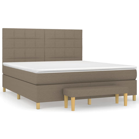 vidaXL Boxspringbett mit Matratze Taupe 180x200 cm Stoff