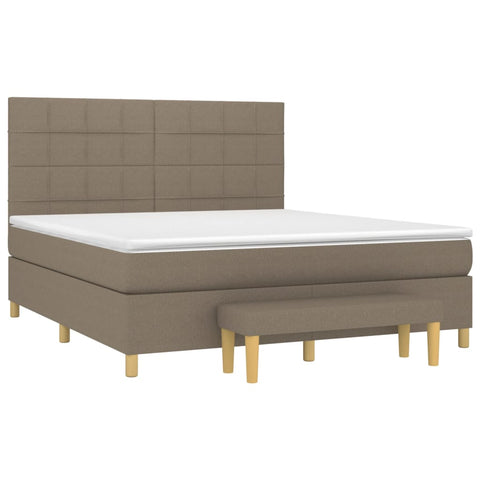 vidaXL Boxspringbett mit Matratze Taupe 180x200 cm Stoff