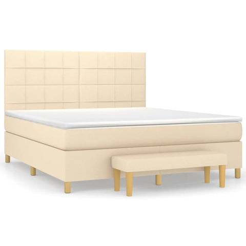 vidaXL Boxspringbett mit Matratze Creme 180x200 cm Stoff