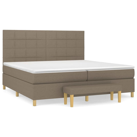 vidaXL Boxspringbett mit Matratze Taupe 200x200 cm Stoff