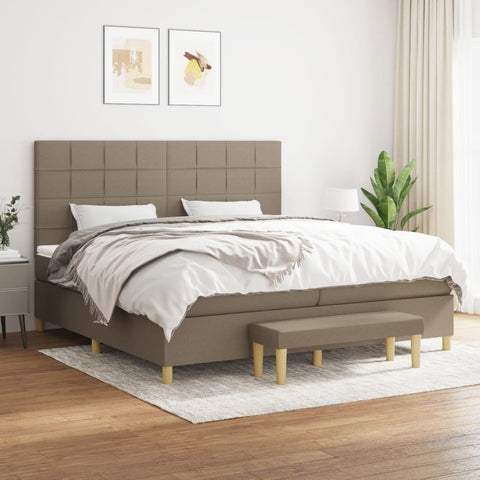 vidaXL Boxspringbett mit Matratze Taupe 200x200 cm Stoff