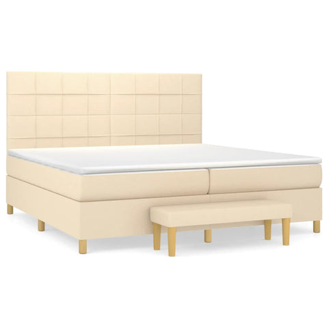 vidaXL Boxspringbett mit Matratze Creme 200x200 cm Stoff