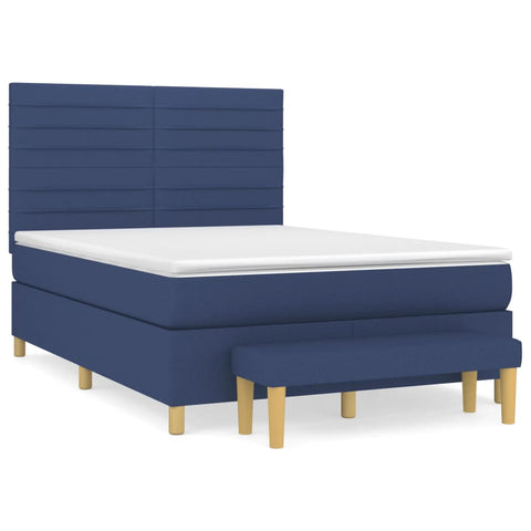 vidaXL Boxspringbett mit Matratze Blau 140x200 cm Stoff