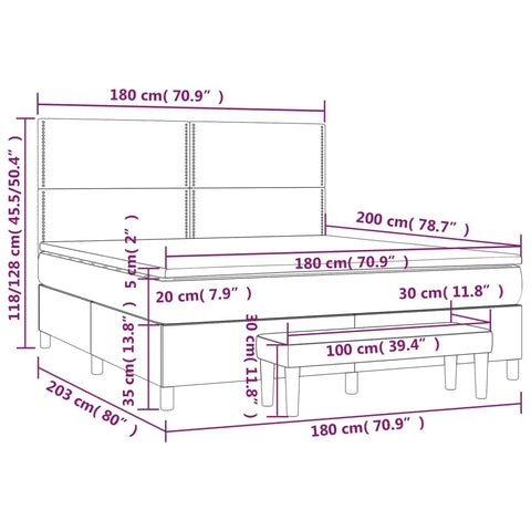 Boxspringbett Matratze Cappuccino-Braun 180x200 cm Kunstleder