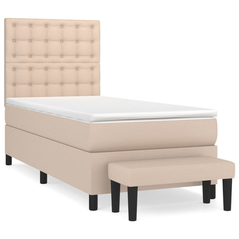 vidaXL Boxspringbett mit Matratze Cappuccino-Braun 90x190cm Kunstleder