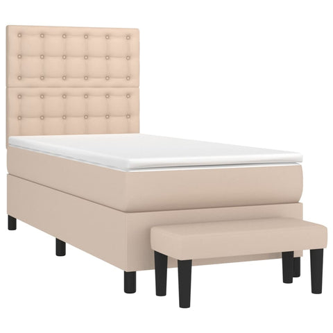 vidaXL Boxspringbett mit Matratze Cappuccino-Braun 90x190cm Kunstleder