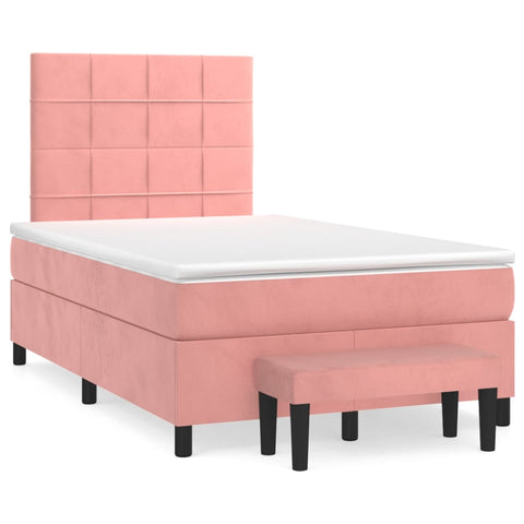 vidaXL Boxspringbett mit Matratze Rosa 120x200 cm Samt