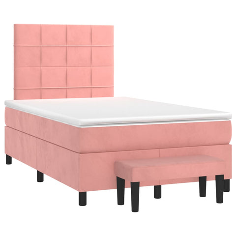 vidaXL Boxspringbett mit Matratze Rosa 120x200 cm Samt