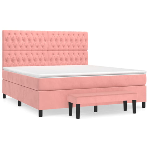 vidaXL Boxspringbett mit Matratze Rosa 180x200 cm Samt