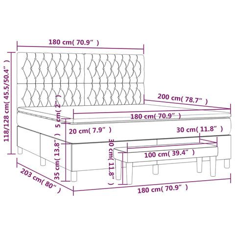 vidaXL Boxspringbett mit Matratze Rosa 180x200 cm Samt