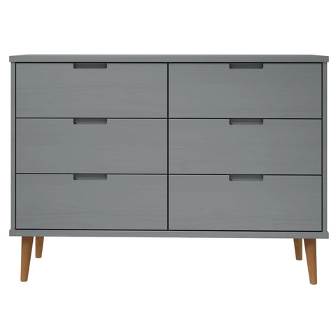 vidaXL Schubladenschrank MOLDE Grau 113x40x80 cm Massivholz Kiefer