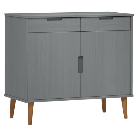 Sideboard MOLDE Grau 90x40x80 cm Massivholz Kiefer