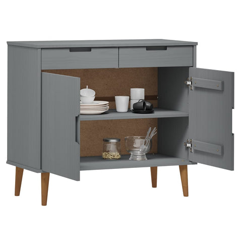 Sideboard MOLDE Grau 90x40x80 cm Massivholz Kiefer