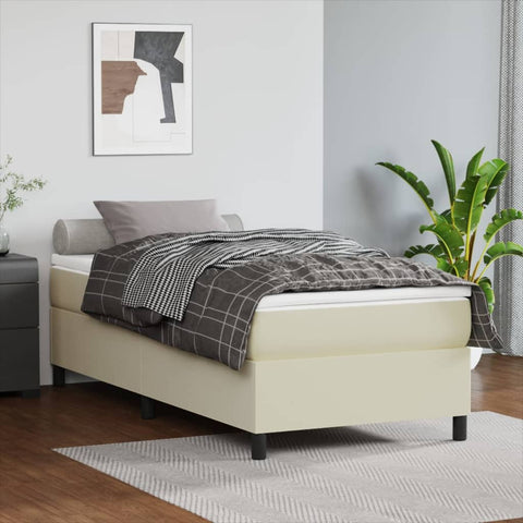 Boxspringbett mit Matratze Creme 90x200 cm Kunstleder