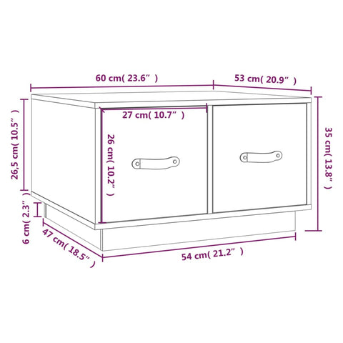 vidaXL Couchtisch 60x53x35 cm Massivholz Kiefer