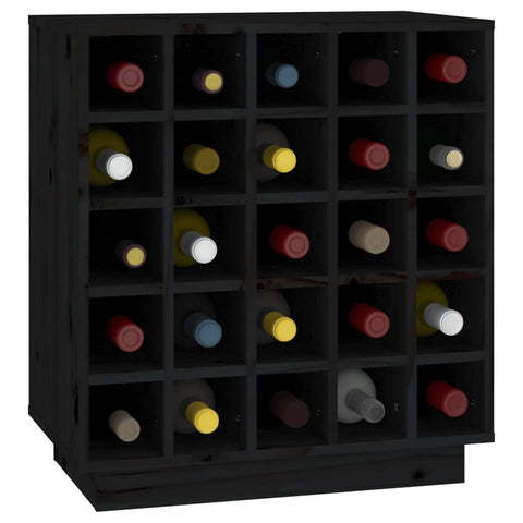 Weinregal Schwarz 55,5x34x61 cm Massivholz Kiefer