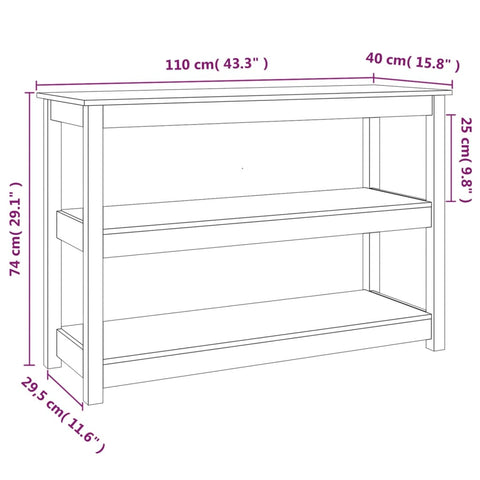 vidaXL Konsolentisch 110x40x74 cm Massivholz Kiefer