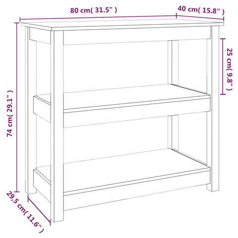 vidaXL Konsolentisch Honigbraun 80x40x74 cm Massivholz Kiefer