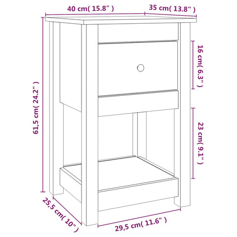 vidaXL Nachttisch 40x35x61,5 cm Massivholz Kiefer