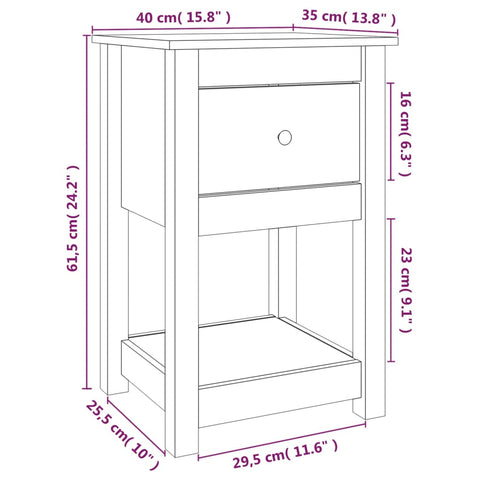 vidaXL Nachttische 2 Stk. 40x35x61,5 cm Massivholz Kiefer