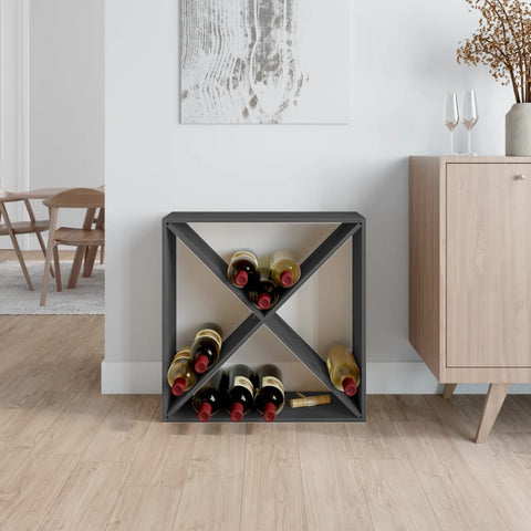 Weinregal Grau 62x25x62 cm Massivholz Kiefer