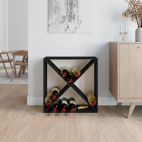 Weinregal Schwarz 62x25x62 cm Massivholz Kiefer