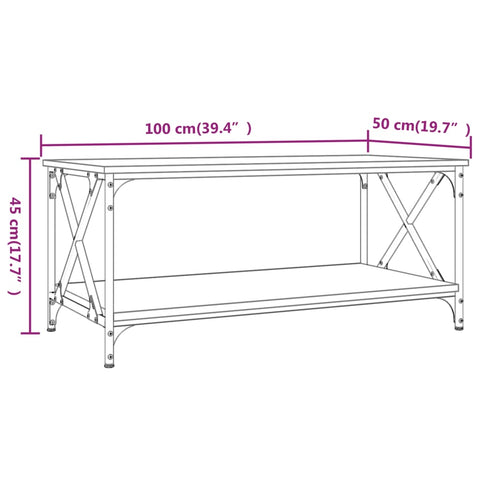 vidaXL Couchtisch Schwarz 100x50x45 cm Holzwerkstoff und Eisen