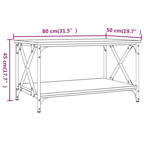 vidaXL Couchtisch Schwarz 80x50x45 cm Holzwerkstoff und Eisen