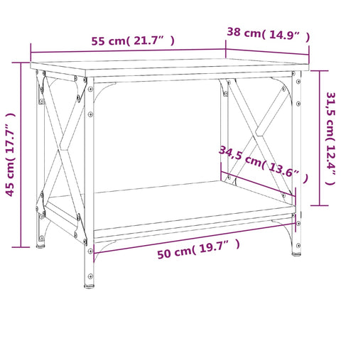 vidaXL Beistelltisch Sonoma-Eiche 55x38x45 cm Holzwerkstoff