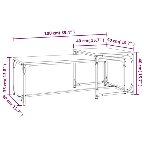 vidaXL Couchtische 2 Stk. Schwarz Holzwerkstoff