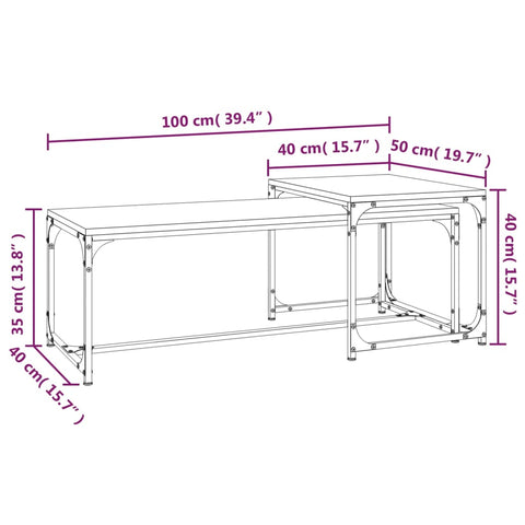 vidaXL Couchtische 2 Stk. Räuchereiche Holzwerkstoff