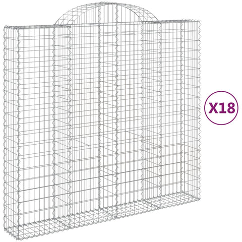 Gabionen mit Hochbogen 18Stk. 200x50x180/200cm Verzinktes Eisen