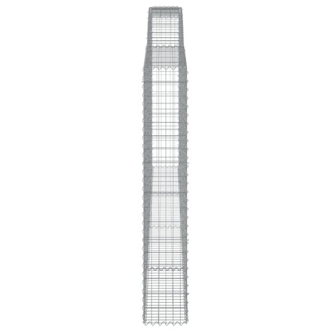 Gabionen mit Hochbogen 15Stk. 400x30x180/200cm Verzinktes Eisen