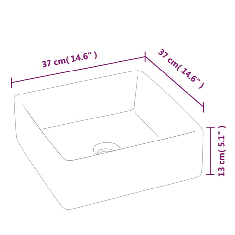 Waschbecken Weiß 37x37x13 cm Keramik Quadratisch