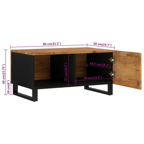 vidaXL Couchtisch 80x50x40 cm Massivholz Akazie & Holzwerkstoff