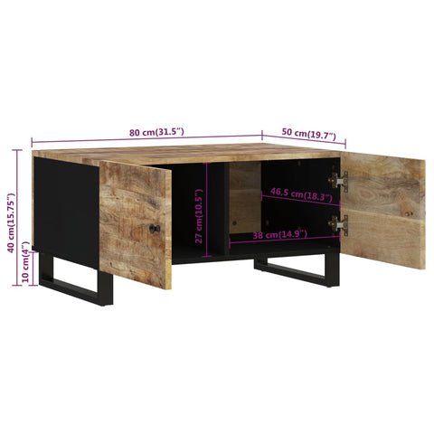 vidaXL Couchtisch 80x50x40 cm Massivholz Mango & Holzwerkstoff