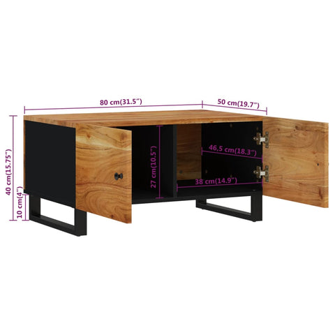 vidaXL Couchtisch 80x50x40 cm Massivholz Akazie & Holzwerkstoff